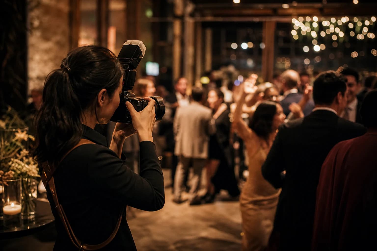 Event photographer capturing an upscale evening celebration